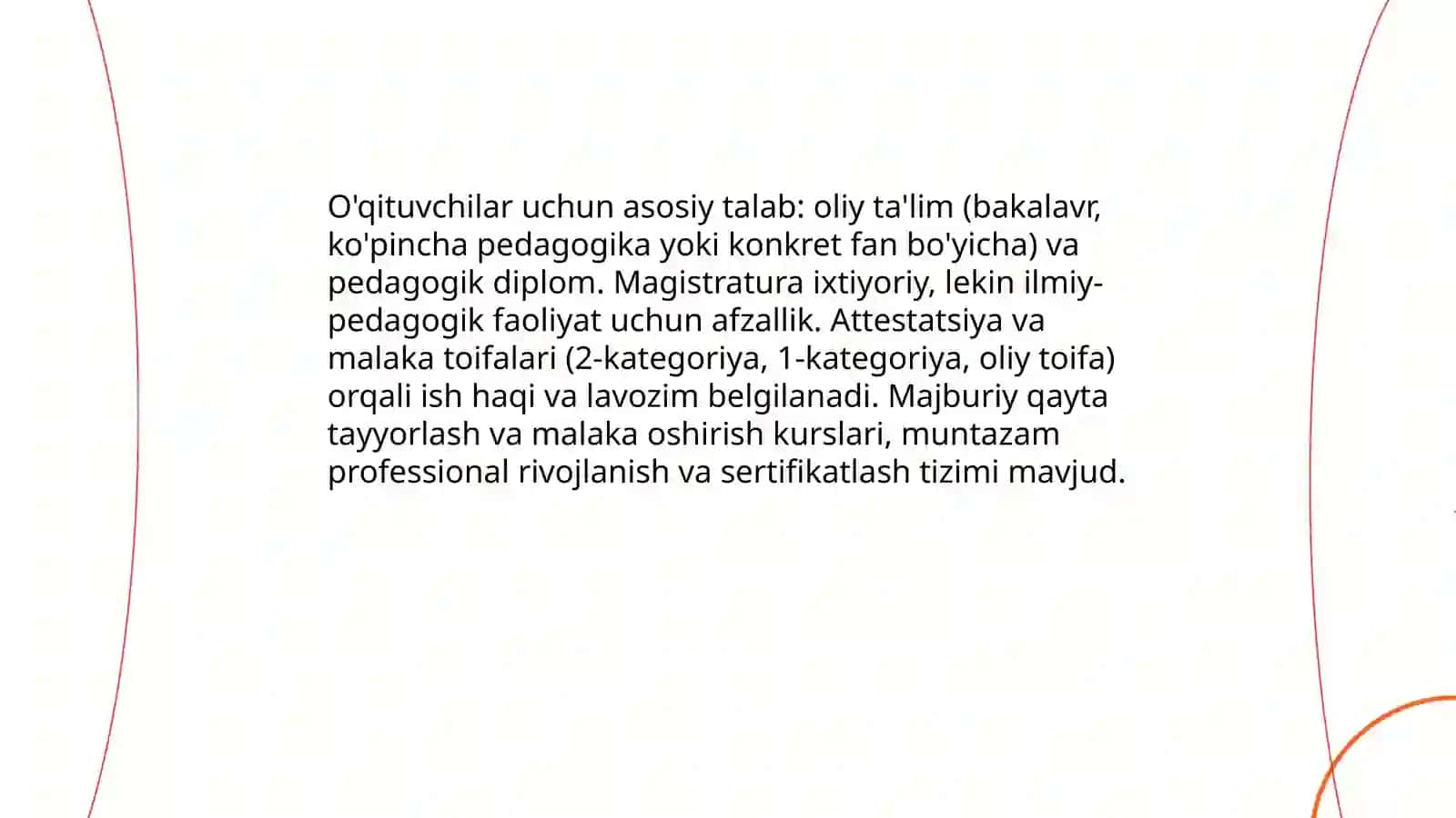 Özbekstandağı ámeldegi kásipler hám olarģa qoyılatuğın talaplar 4
