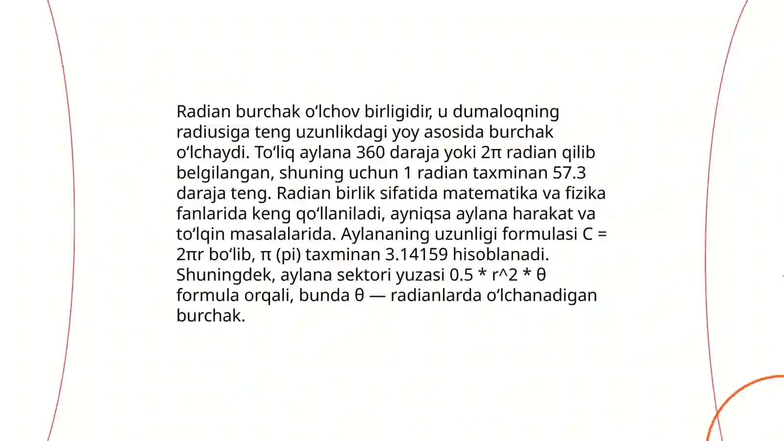 Burchak radiani 4