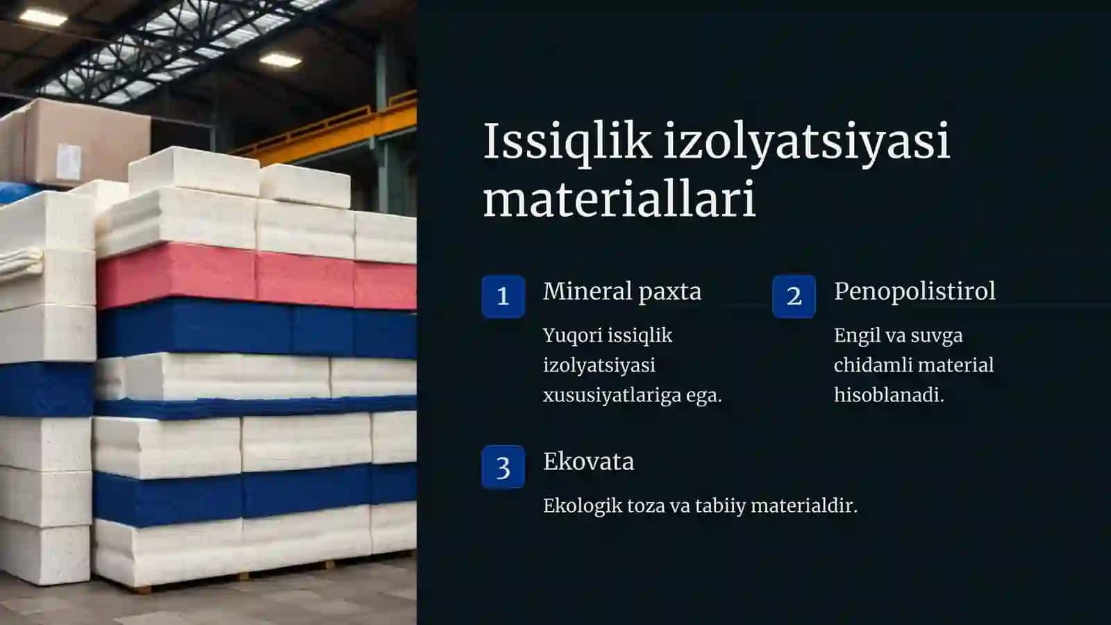 Pardozlash va issiqlik izolyatsiyasi: Materiallar va xossalari 4