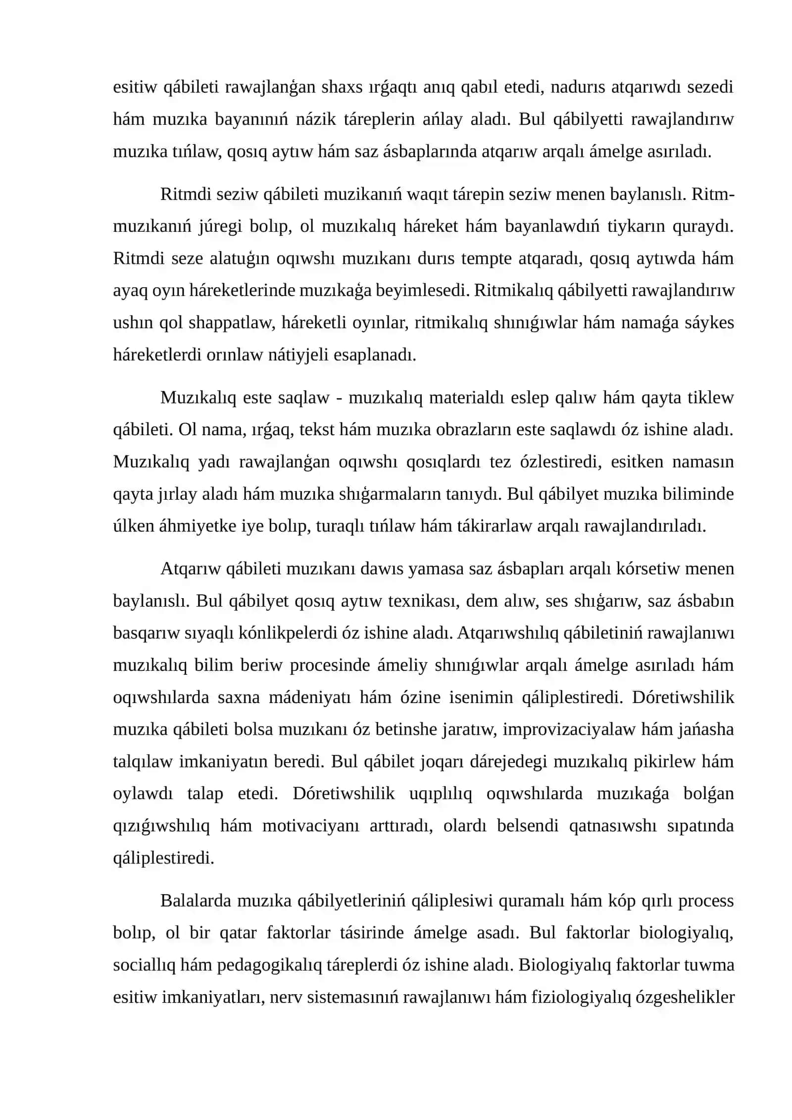 Muzıkalıq qábiliyet hám tıńlaw kónlikpelerin rawajlandırıwǵa tiyisli metodikalıq usınıslar 4