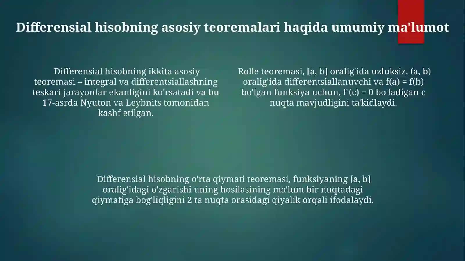 Differensial hisobning asosiy teoremalari 4
