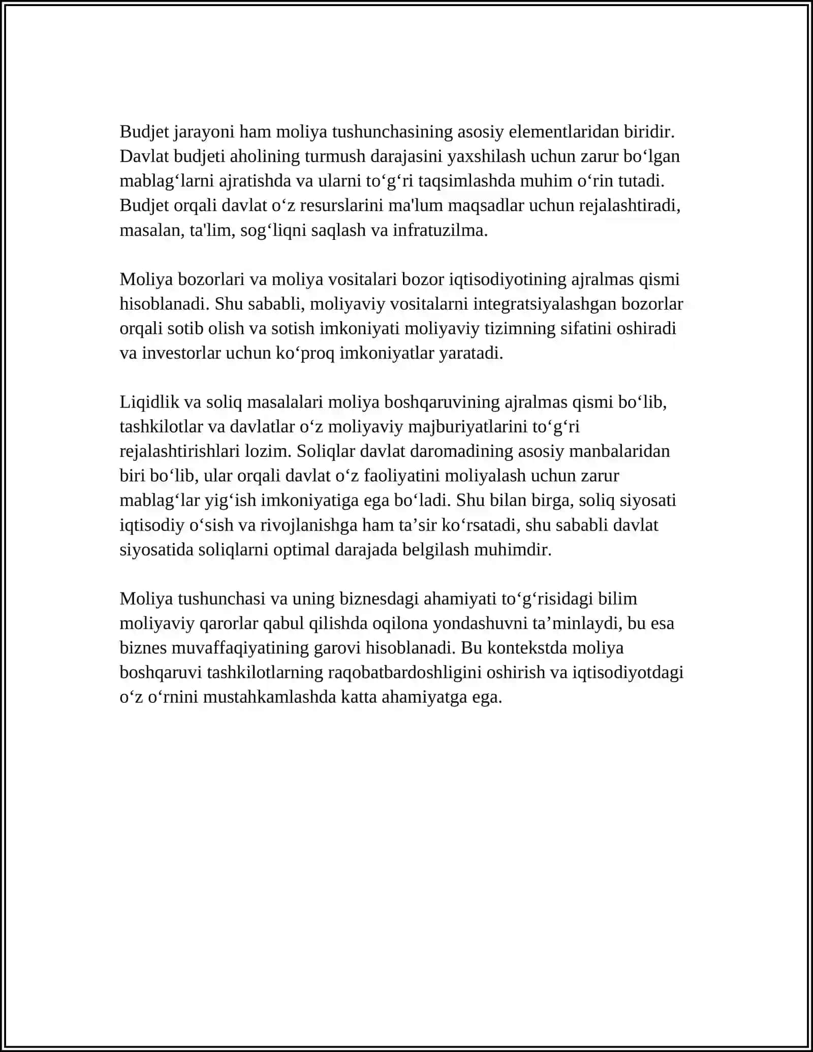 Moliya Tushunchasi va uning Biznesdagi Ahamiyati 4