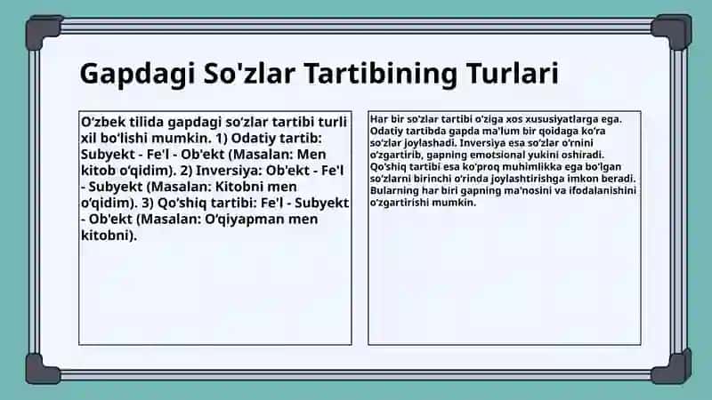 Gapdagi So'zlar Tartibi 4