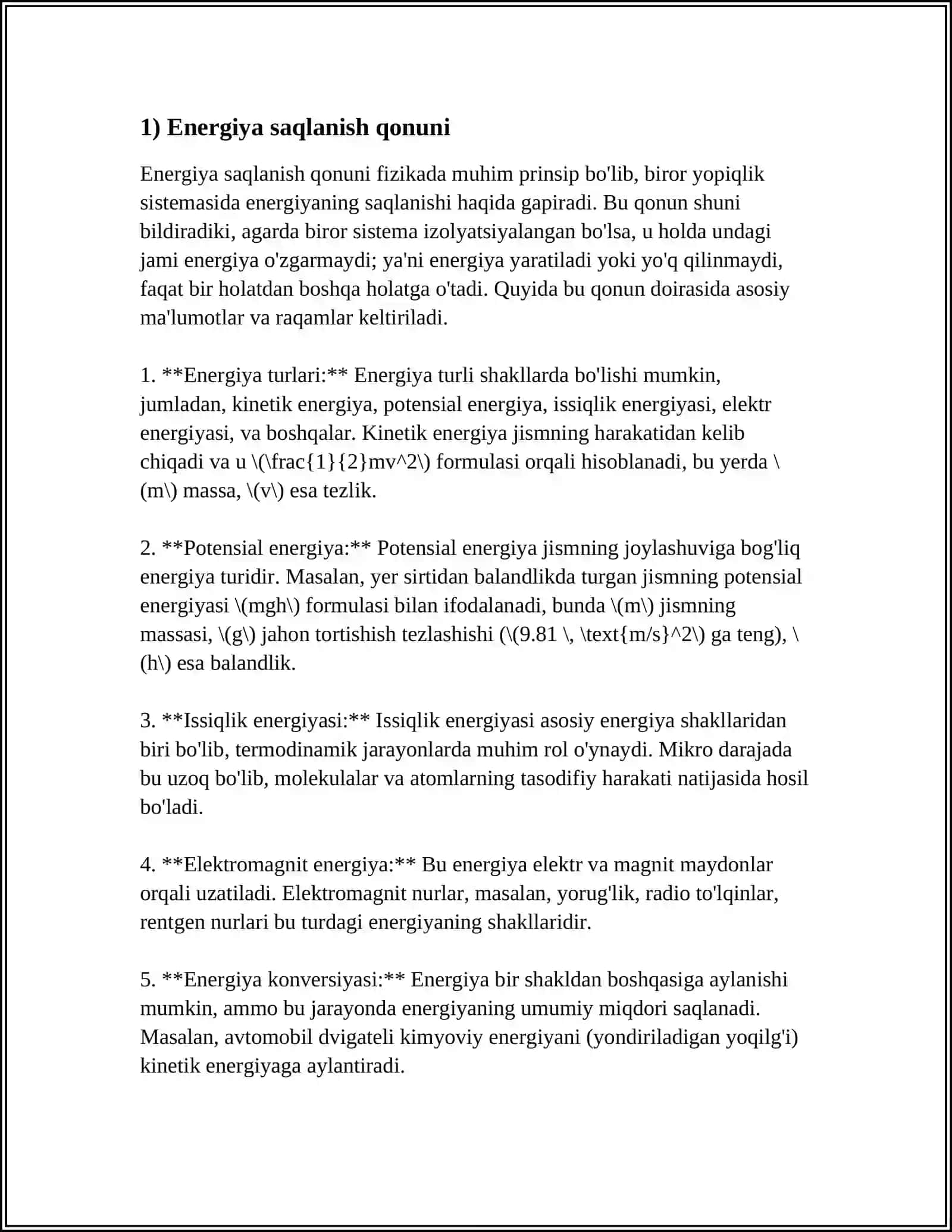 ENERGIYANING SAQLANISH QONUNLARI 4