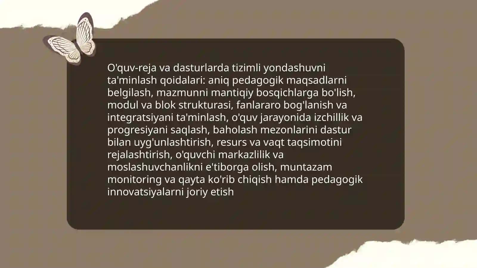 Ta'limning tizimlilik va izchillik prinsplarini amalga oshirish pedagogik qoidalari 4