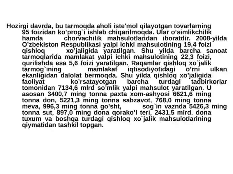 Qishloq xo'jaligi va sanoat sohasidagi o'zgarishlar 4