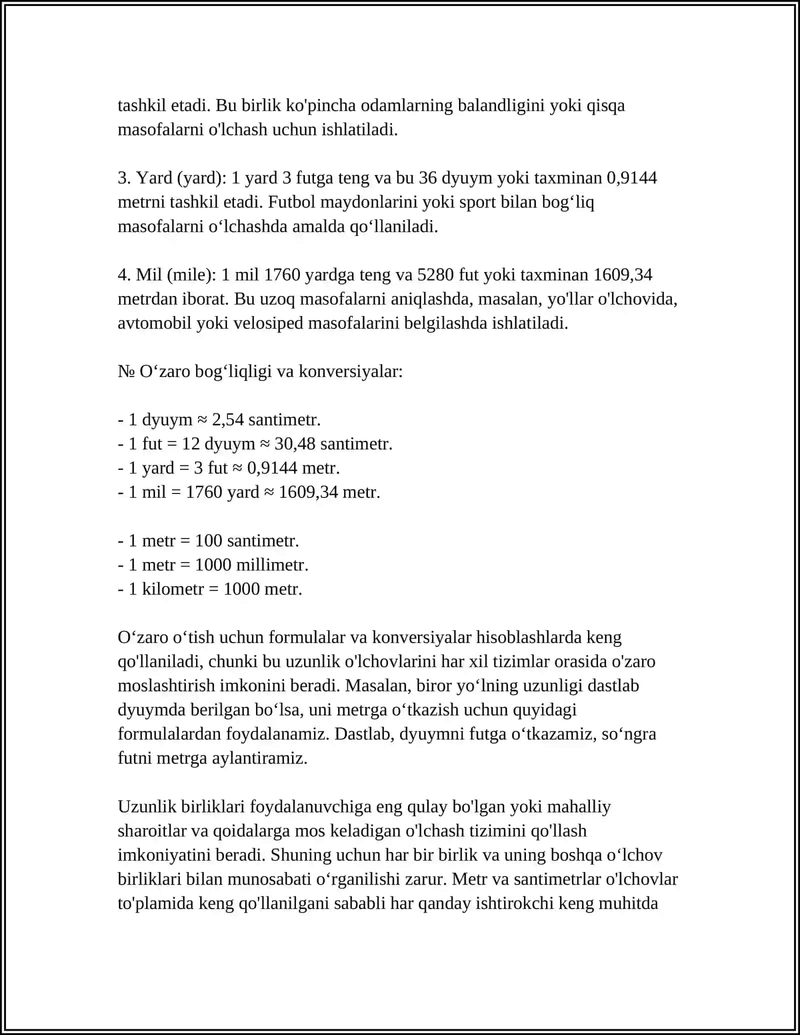 BOSHLANG'ICH SINFLARDA O'RGANILADIGAN ASOSIY MIQDORLAR: UZUNLIK, MASSA, NARX, BAHO, VAQT, MASOFA, TEZLIK 4