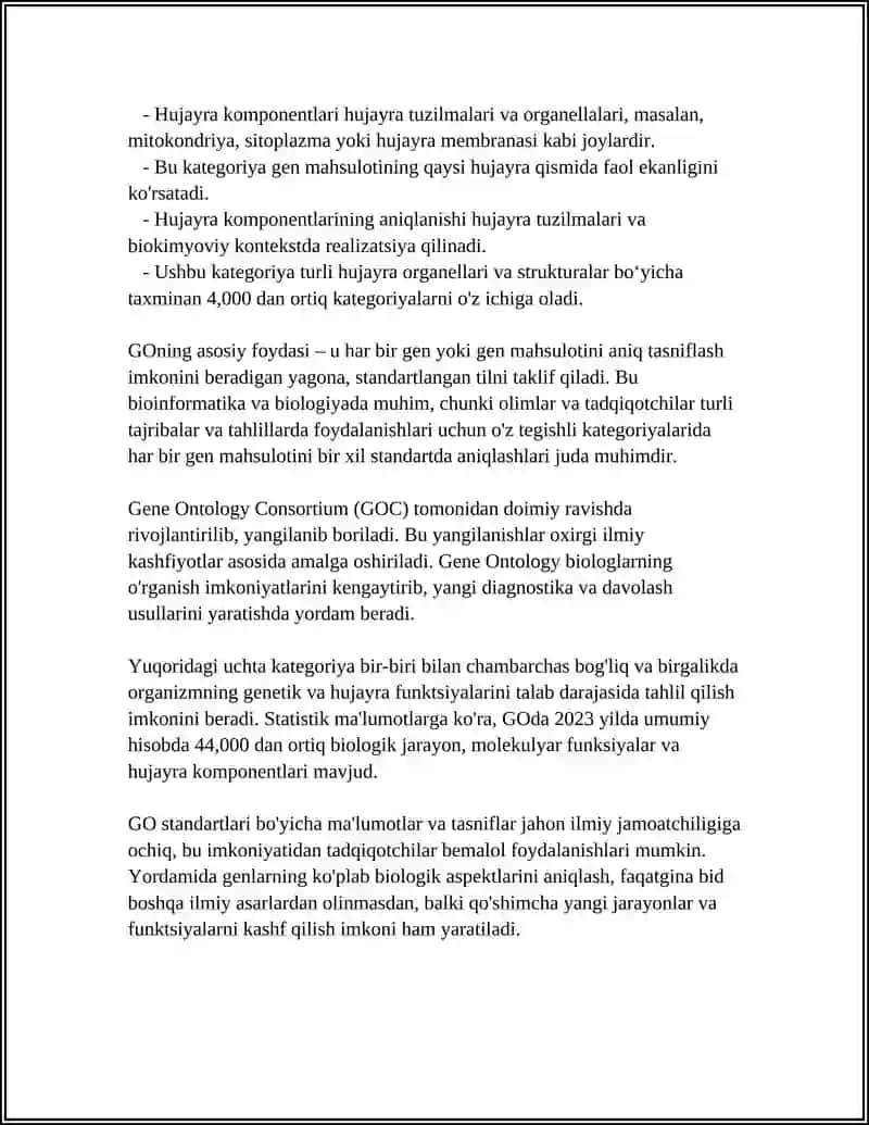 GENLAR ONTOLOGIYASI VA MOLEKULYAR FUNKSIYASI, RESTRIKTAZA FERMENTLARI BILAN ISHLASH 4
