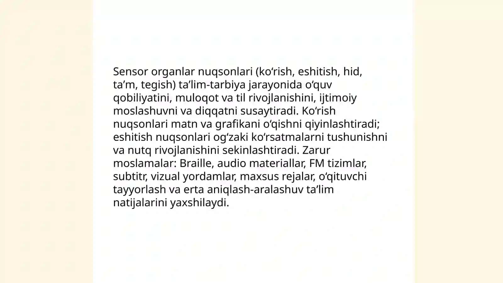 Psixofiziologik nuqsonlarning tasnifi va ularning taʼlim tarbiyaga taʼsiri 4