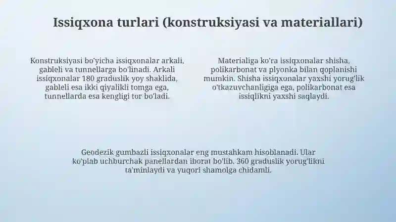 Issiqxonalar ular turlari va tuzilishi bilan tanishish 4
