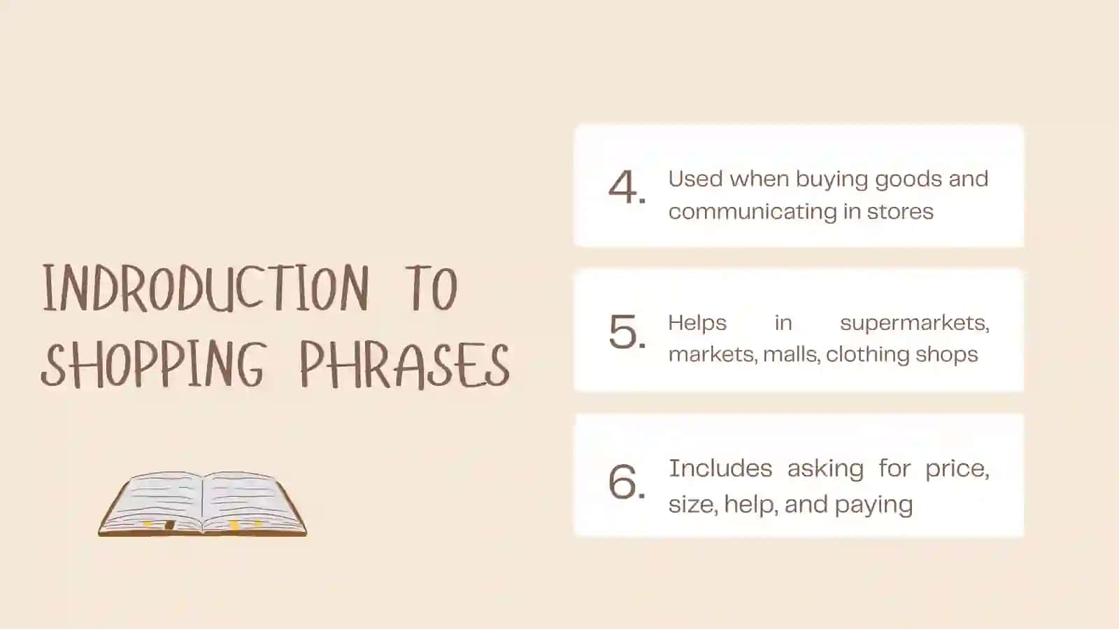 Phrases for shopping and talking about food 4