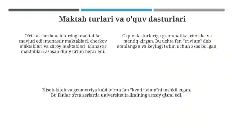 O'rtaasrlarda Yevropa ta'limining rivojlanishi 4