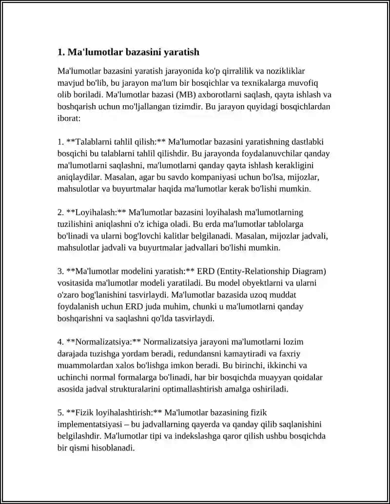 TIBBIY-BIOLOGIK MASALANI YECHISH MISOLIDA MALUMOTLARNI TASHKIL QILISH VA KIRITISH 4