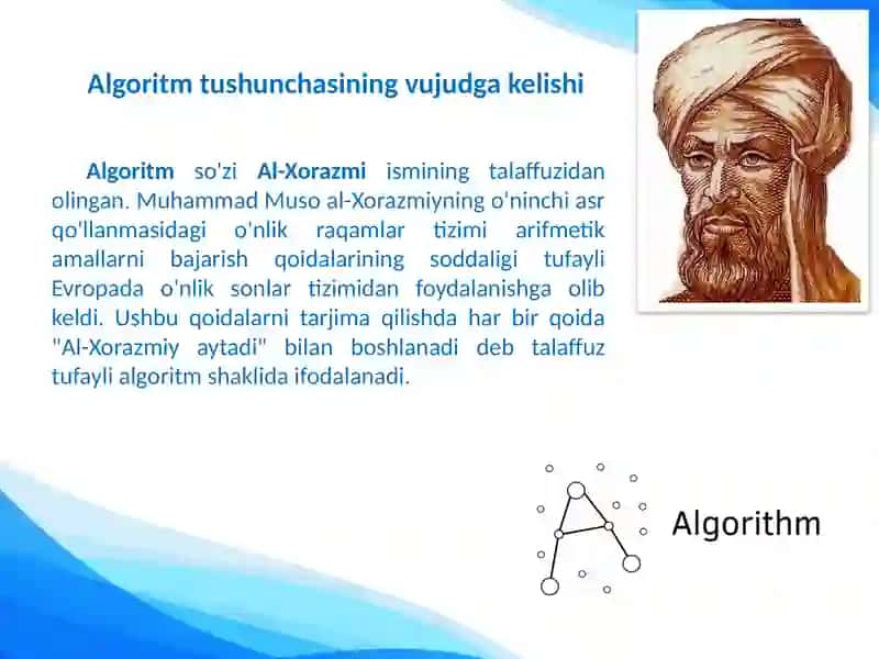 ALGORITM TUSHUNCHASI VA UNING TURLARI 4
