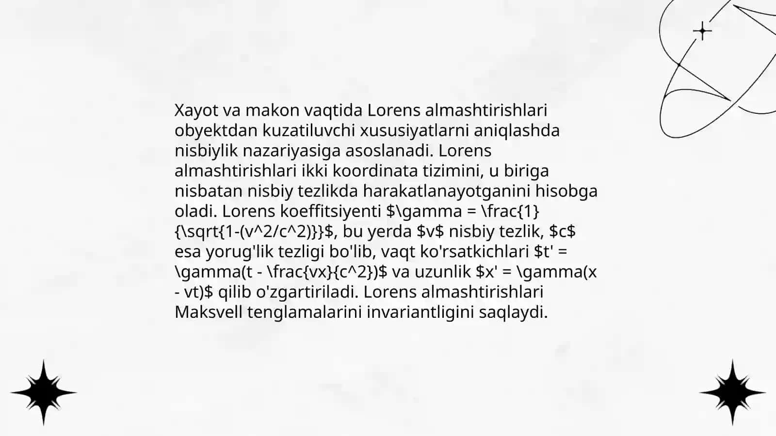 Lorens almashtirishlari asoslari 4