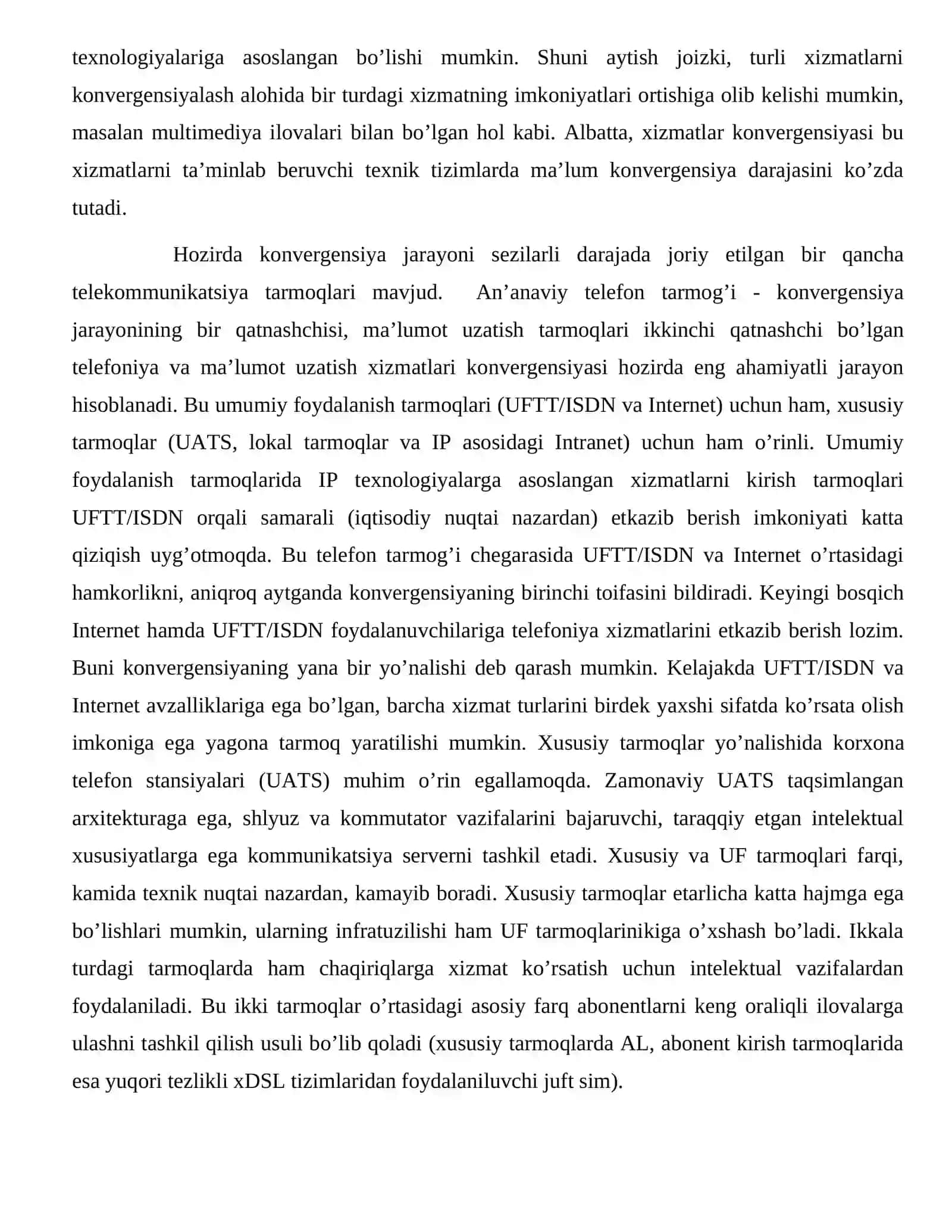Zamonaviy telekommunikatsiya tarmoqlarining konvergentsiyasi va evolyutsiyasi 4