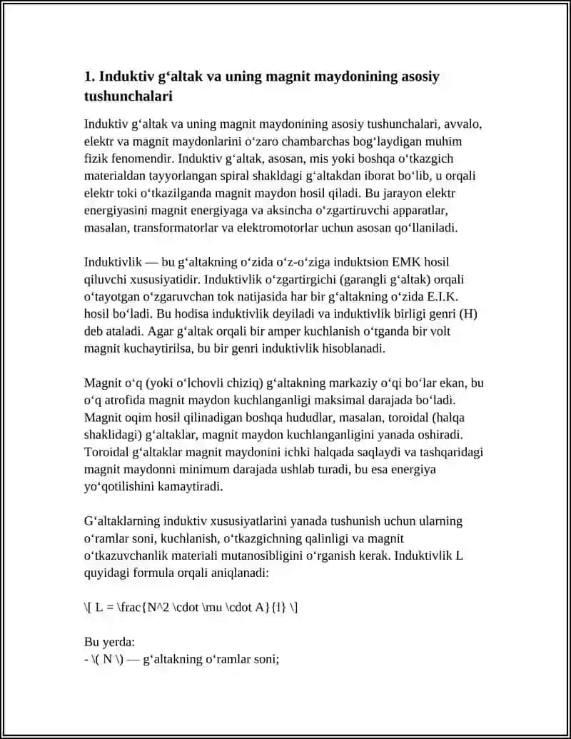 INDUKTIV GʻALTAKNI MAGNIT MAYDONI 4