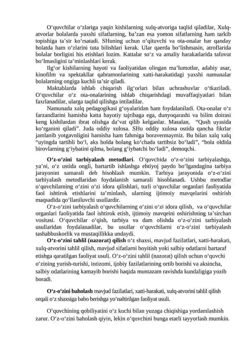Pedagogik jarayonda tarbiyaning mazmuni, shakllari va metodlari 4