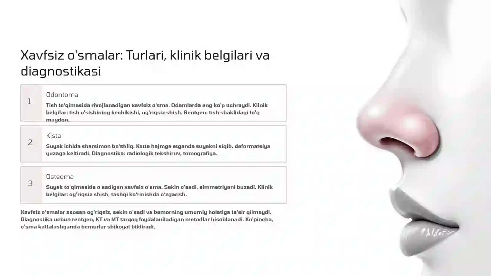 Yuz-jag' sohasi xavfli va xavfsiz o'smalari: Tushunish va davolash 4
