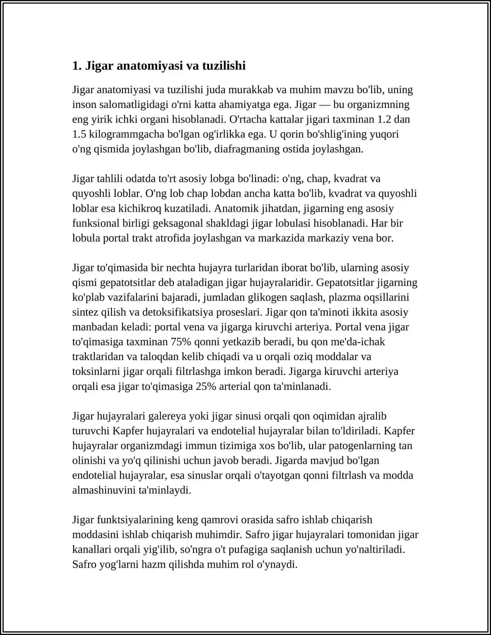 JIGAR VA OʻTLARNING FEZLOGYASI PATOLOGYASI ANATOMYASI 4