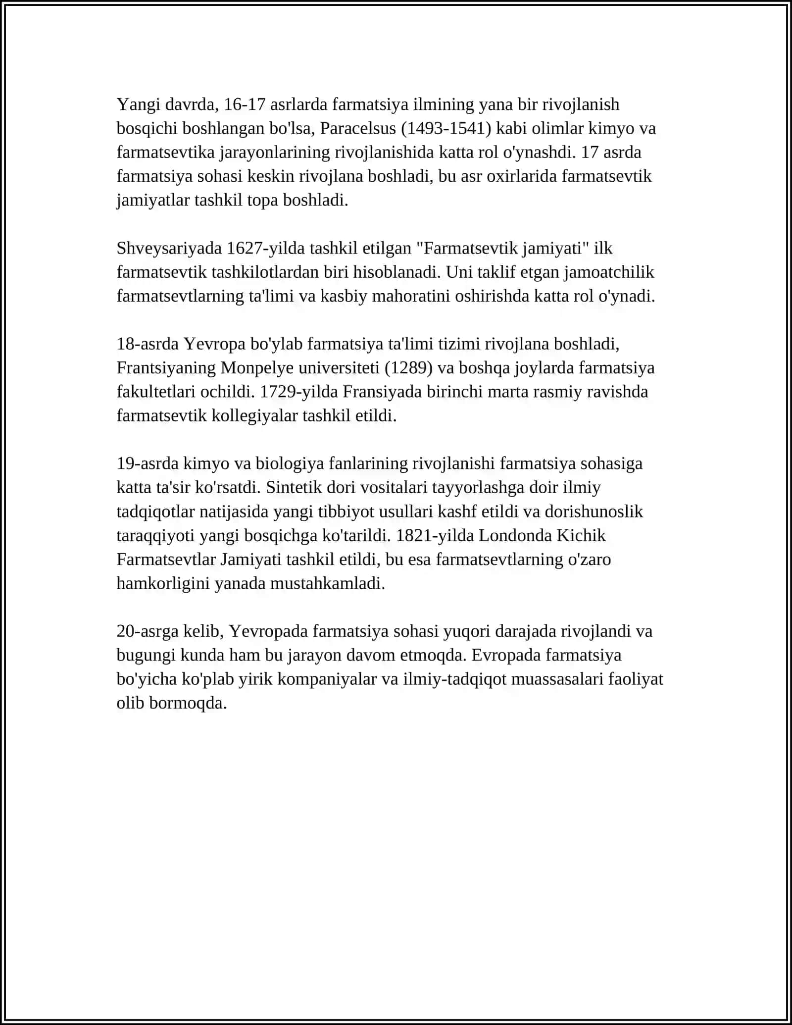 YEVROPA MAMLAKATLARIDA FARMATSIYANI RIVOJLANISHI 4