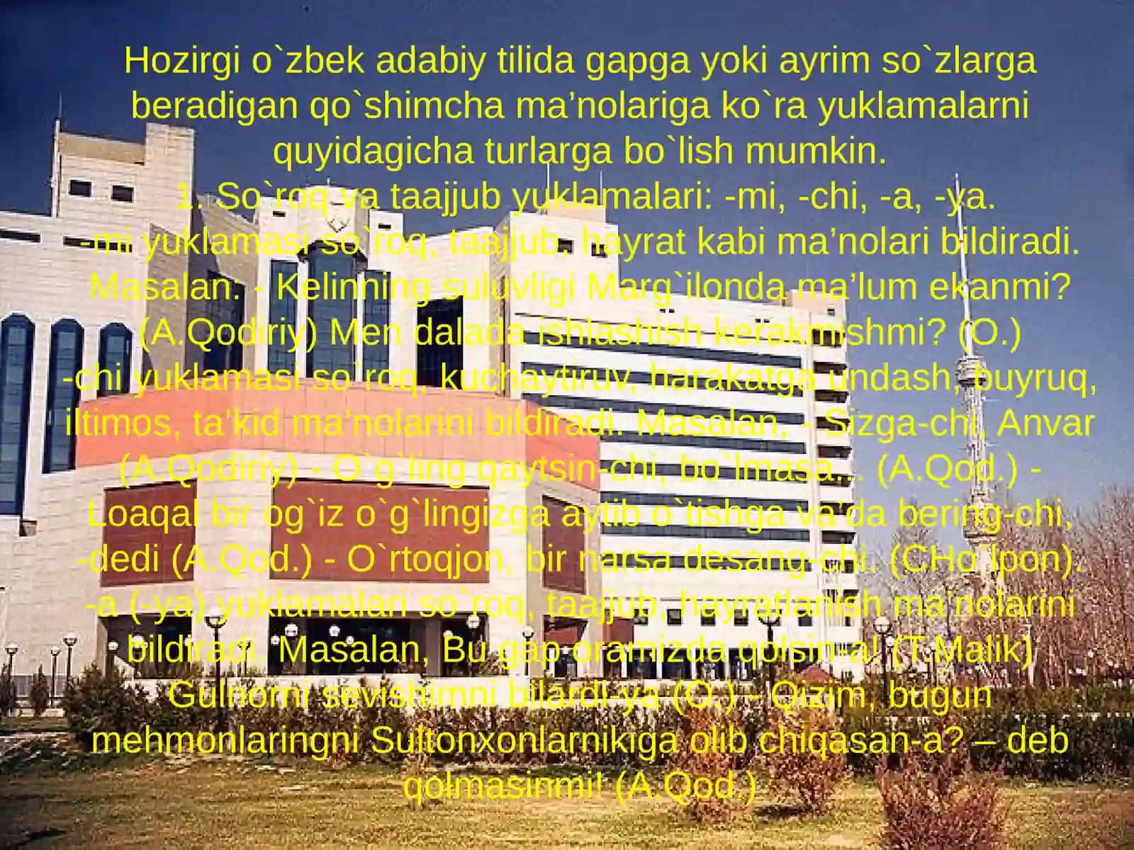 4-sinf Ona tili Yuklamalar va ularning grammatik xususiyatlari dars ishlanma 4