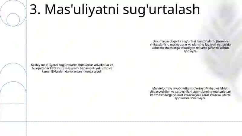 Sugurta Xizmatlaridan Foydalanish Sohalari Boyicha Tasniflash 4