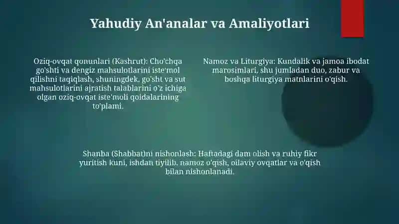 Yahudiylik ta'limoti,an'ana va marosimlari 4
