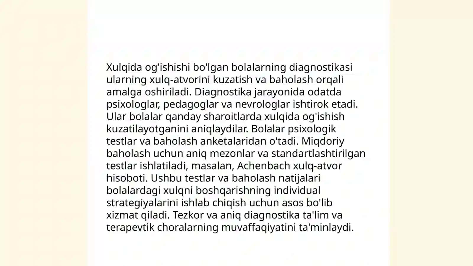 Xulqida og'ishishi bo'lgan bolalar bilan ishlash texnologiyasini ishlab chiqish 4