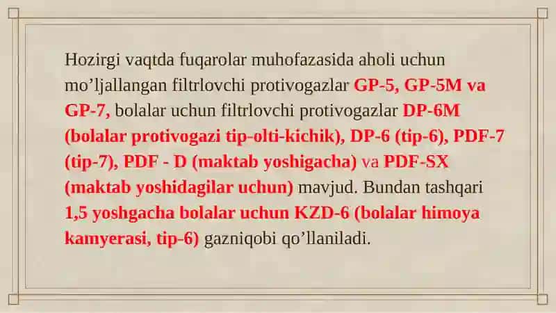 Maxsus himoya vositalari. 4