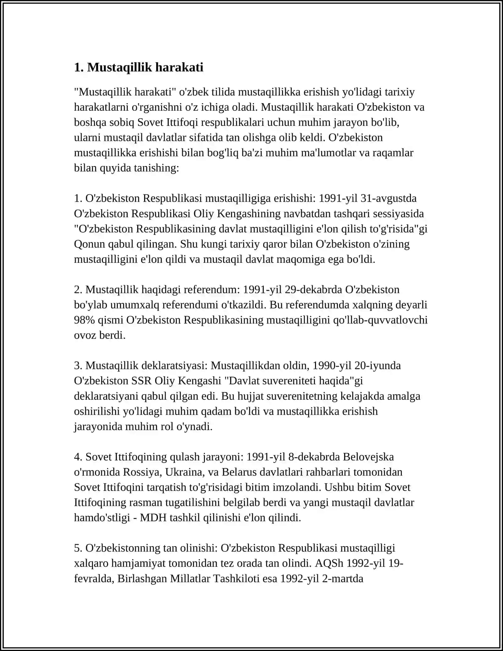 O'ZBEKISTON RESPUBLIKASINING TASHKIL TOPISHI VA UNING TARIXIY AHAMIYATI 4