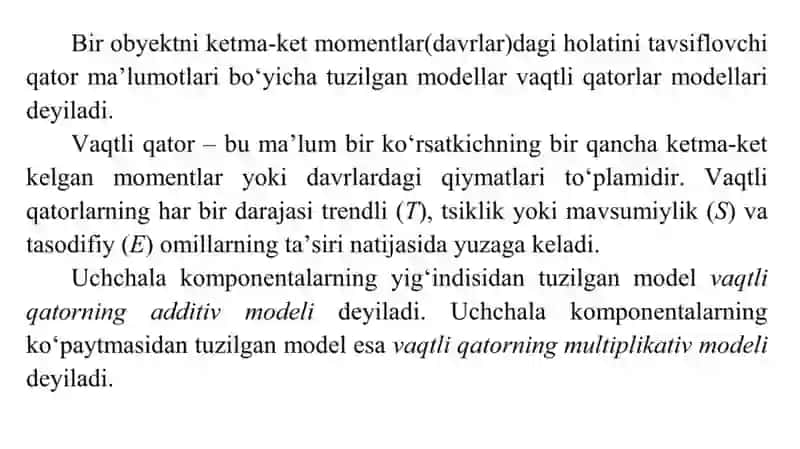 Vaqtli qatorlar 4