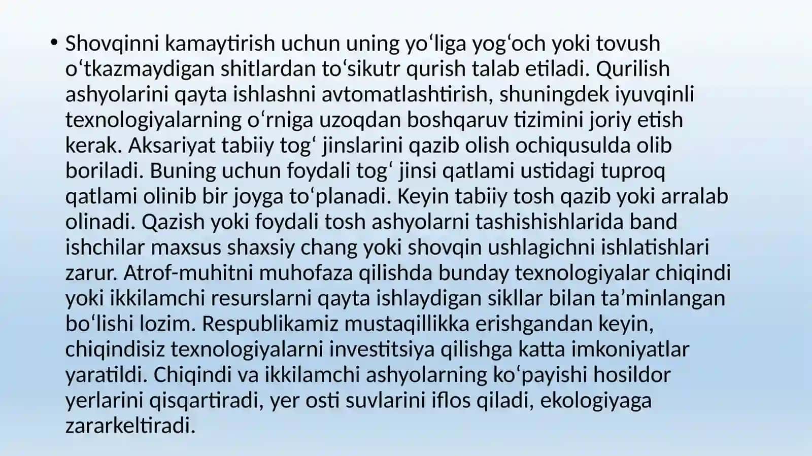 Atmosferani sanoat korxonalarining gaz-chang chiqindilaridan muhofaza qilishning tashkiliy, texnik,texnologik, saniat-gigiyenik chora-tadbirlari 4