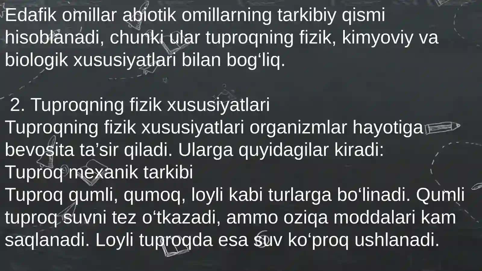 Edafik omillar tushunchasi va ularning ekologiyadagi o‘rni 4