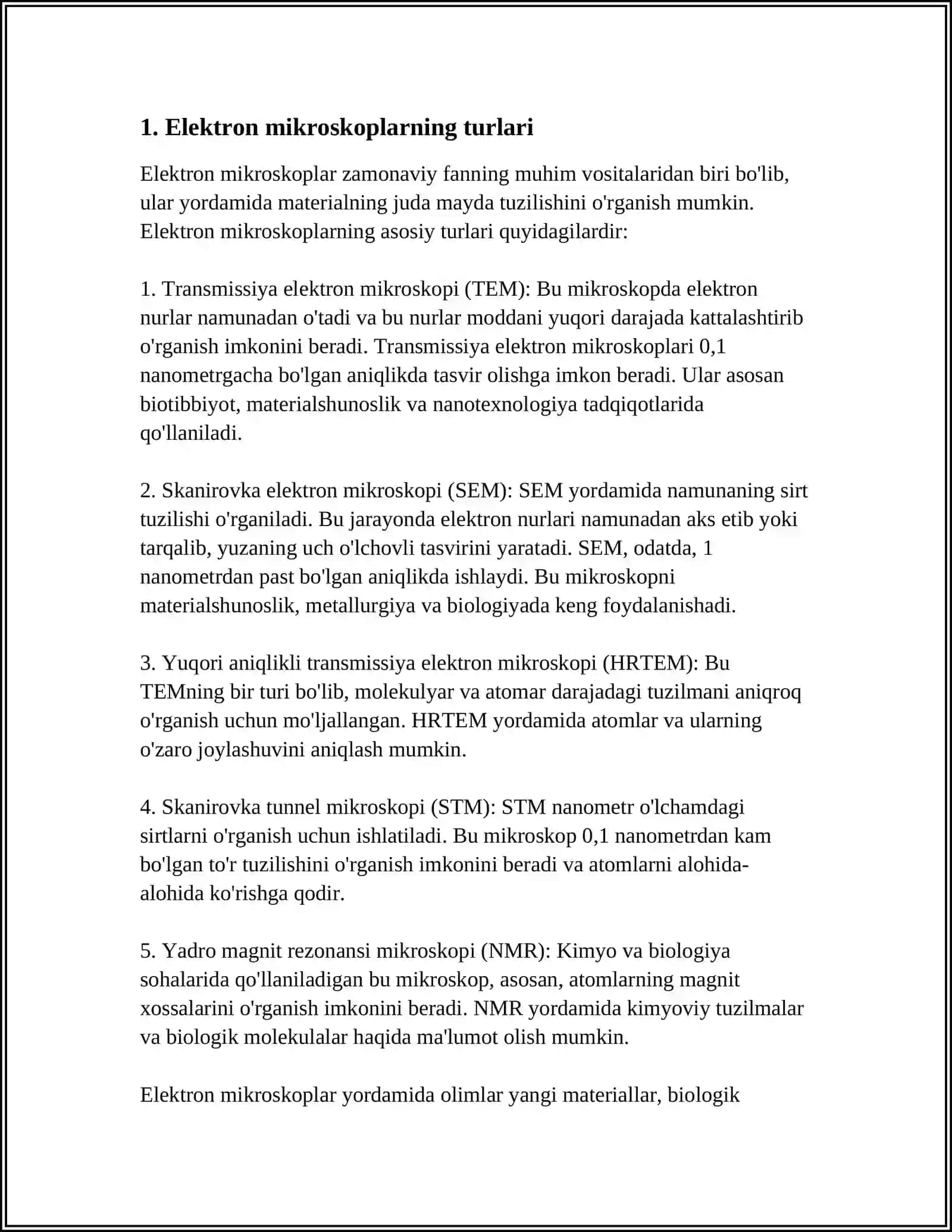 ELEKTRON MIKROSKOPLAR VA MIKROSKOPIYA USULLARI 4