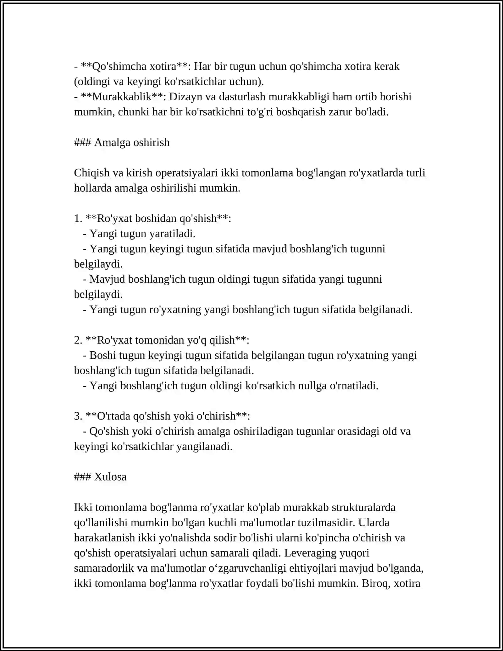 DOUBLE LINKED LIST (IKKI BOG'LAMLI RO'YXAT) 4