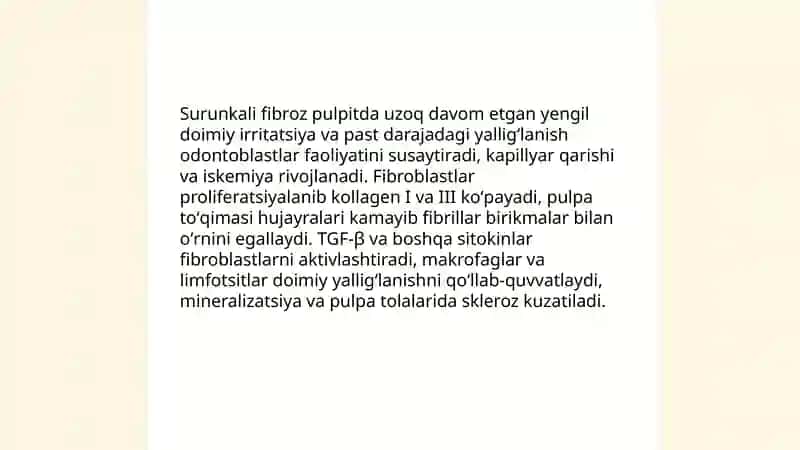 Surunkali fibroz pulpit. Klinikasi. Diagnostika va differensial diagnostika 4