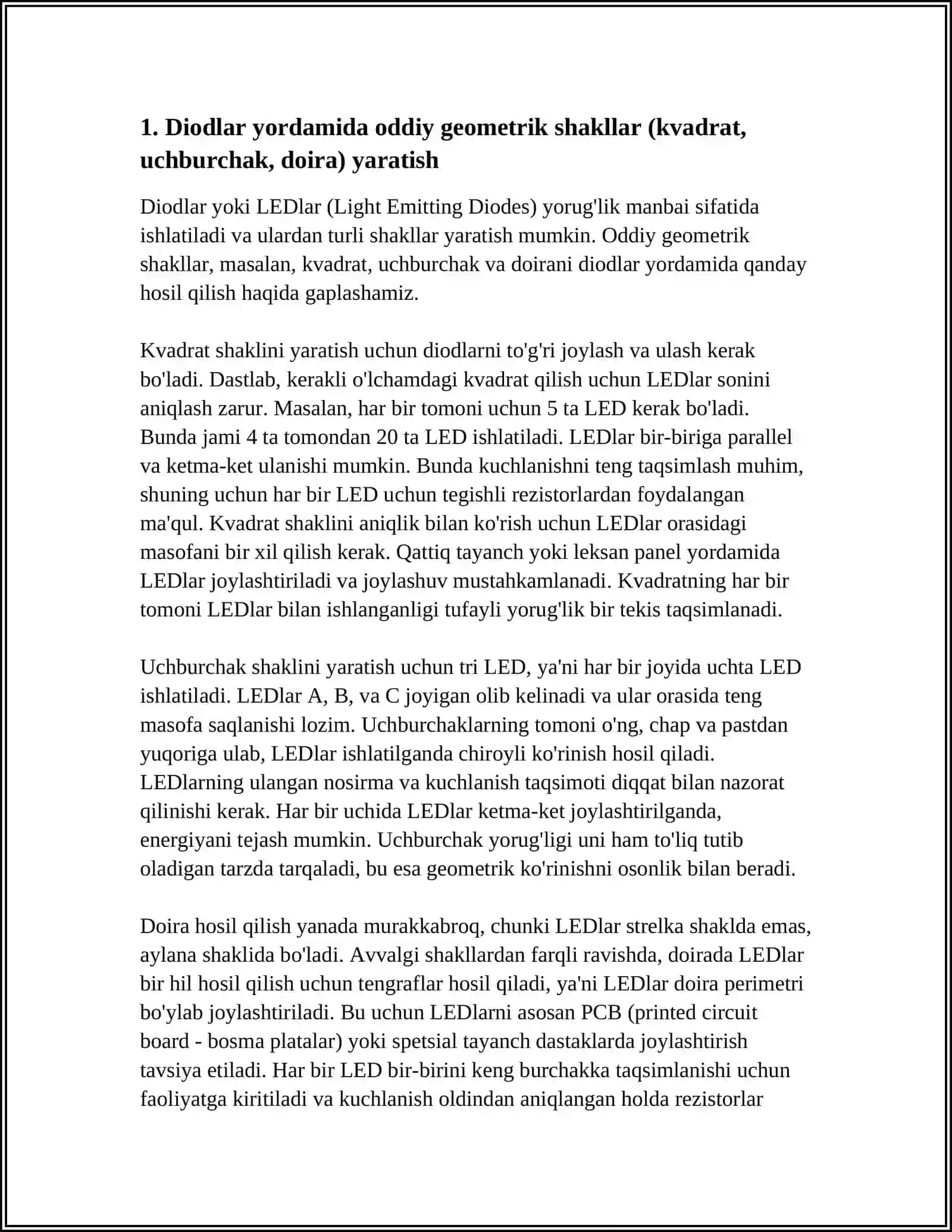 DIODLARDAN FOYDALANIB KICHIK SHAKLLAR HOSIL QILISH 4