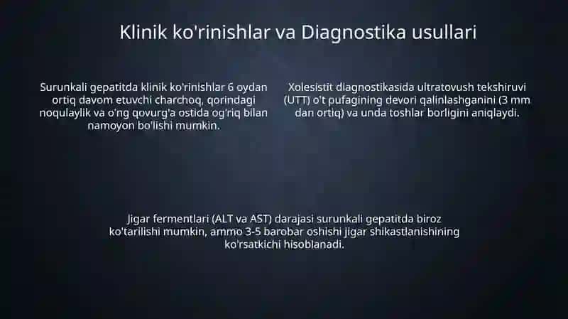 Surunkali gepatitlar.Xolesistitlarda yogʻlar hazmlanishini buzilishi 4