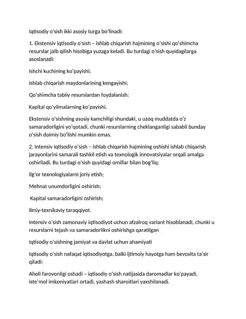 Iqtisodiy o‘sishning mohiyati va modeli 4