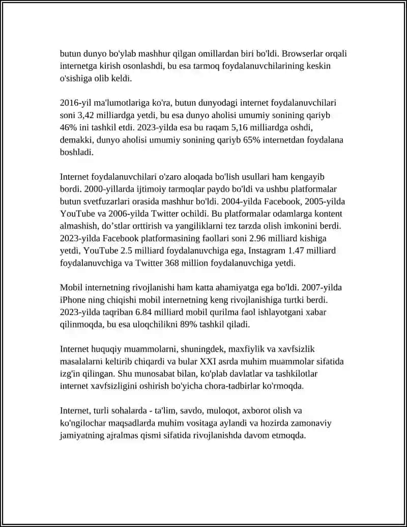 INTERNET TEXNOLOGIYALARINNG ASOSIY TUSHUNCHALARI VA ULARNING TEXNIK TIZIMLARDA QÕLLANILISHI 4