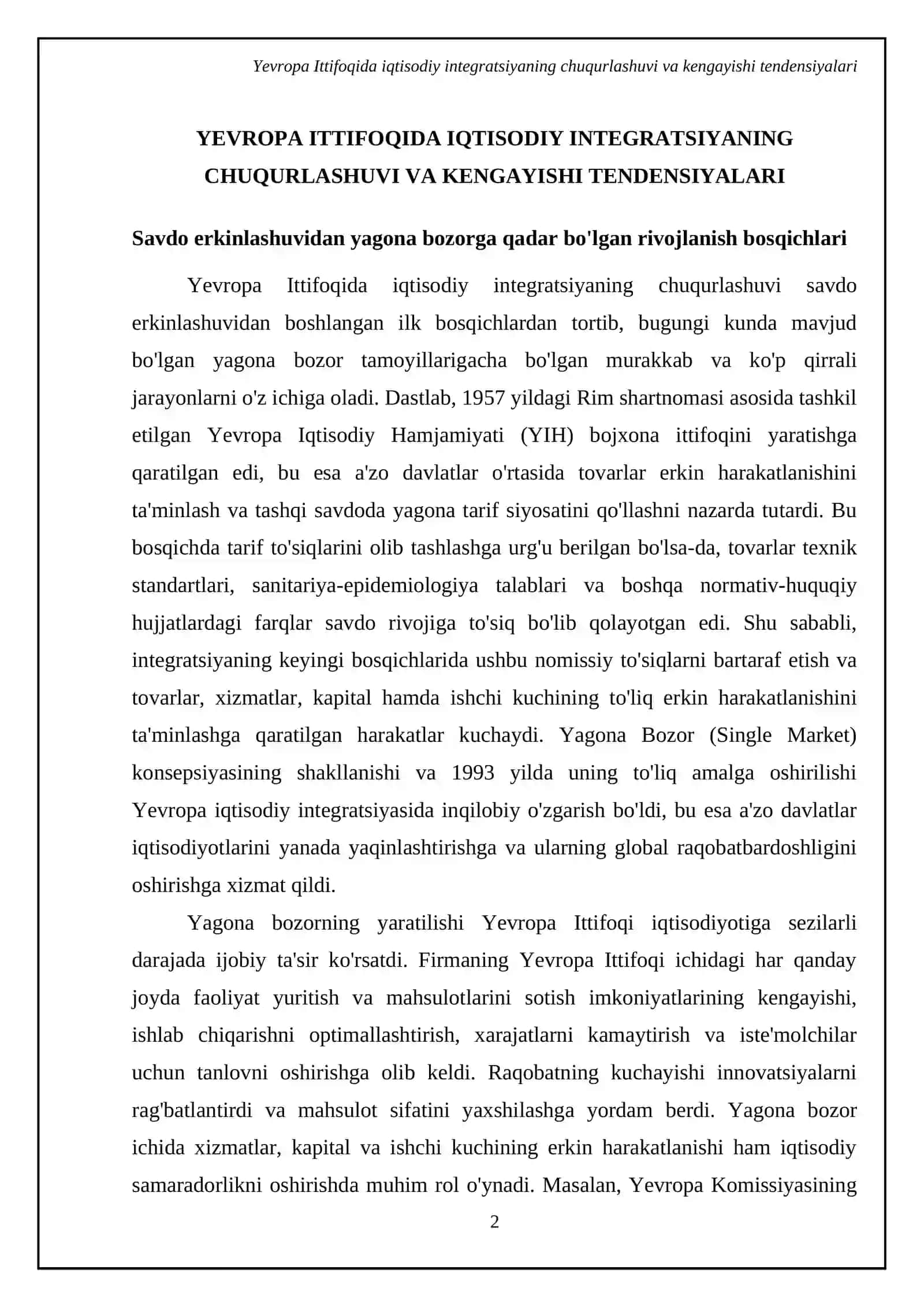 Yevropa Ittifoqi doirasida integratsion jarayonlarning rivojlanish tendensiyalari 4
