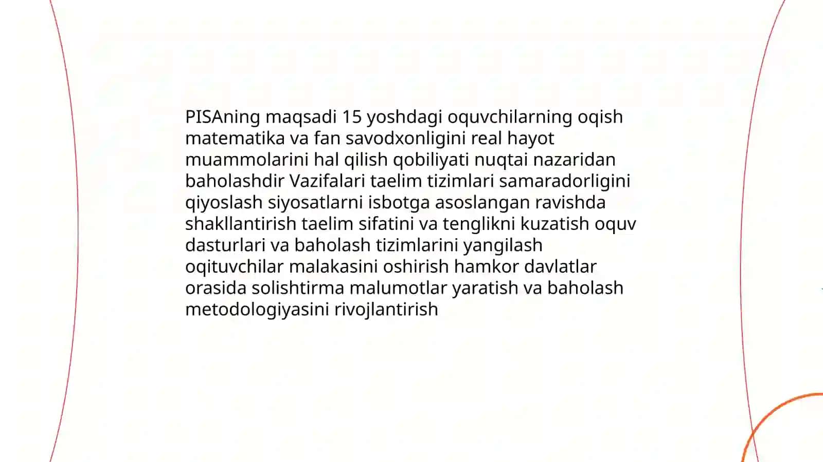 PISA xalqaro baholash dasturi mazmun va mohiyati 4