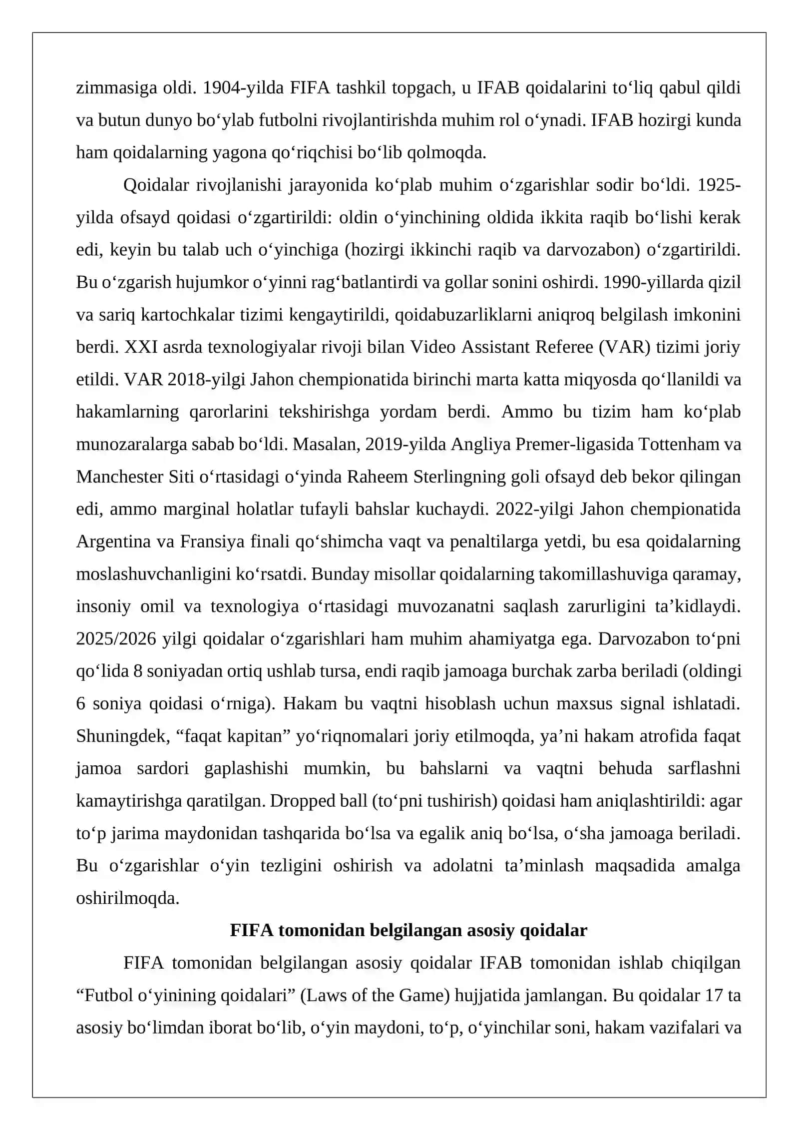 Futbol bo‘yicha hakamlik qilish qoidalari, hakamlarning vazifalari, musobaqalar o‘tkazish 4