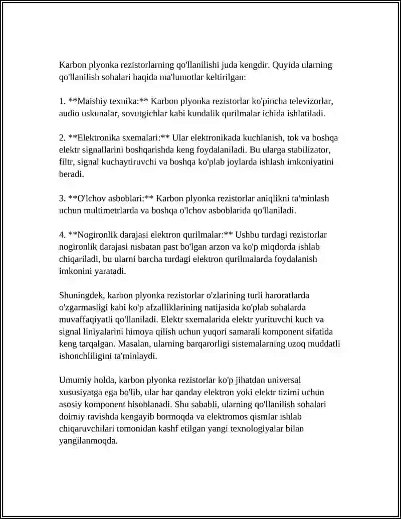 Karbon plyonka rezistorlar 4