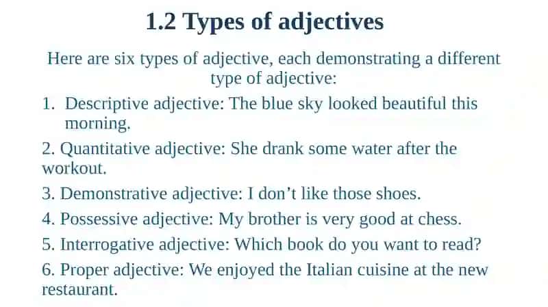 An adjective and its types 4