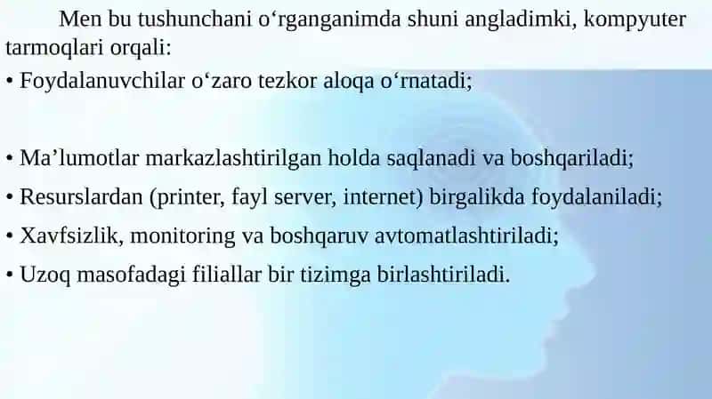 7-Amaliymashg’ulot Tarmoqli texnologiyalari va Internet xizmatlari. 4