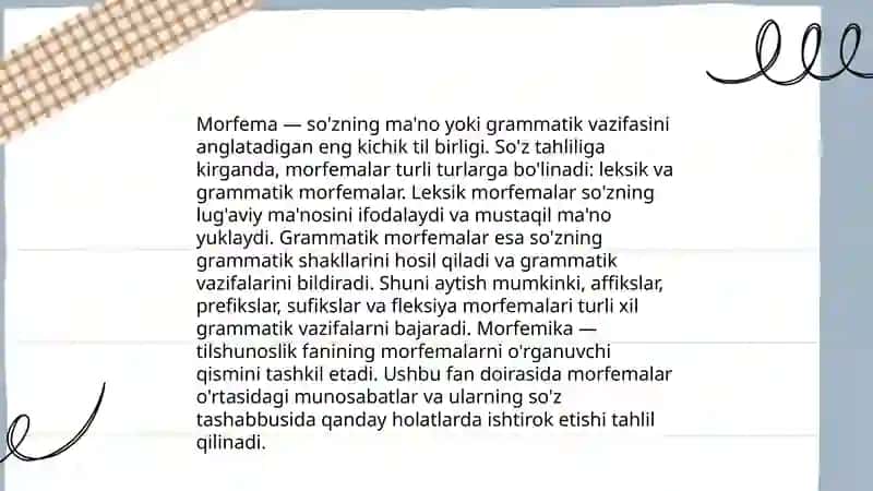 Morfemika. Morfemika va uning turlari 4