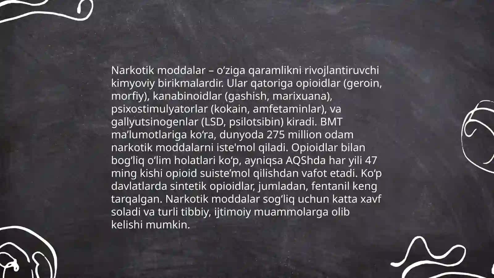 Narkomaniya va uning asoratlari Farmakalogiya 4