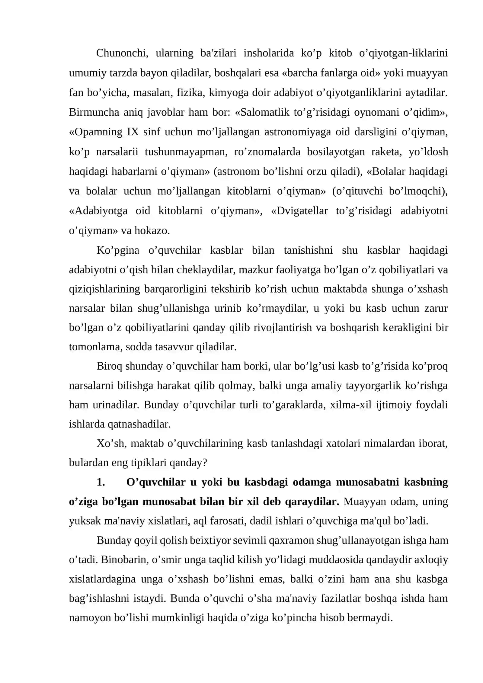 Kasb-hunarga yo’naltirishda o’quvchilarga qo’yiladigan talablar 4